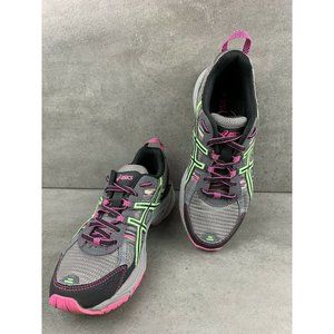 ASICS Women's Size 6.5 Gel Venture 5 T5N9Q Gray Pink Green Running Athletic Shoe